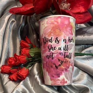 🌹Home Essentials • “God is in her she will not Fall” Pink Floral Ceramic Mug/Cup